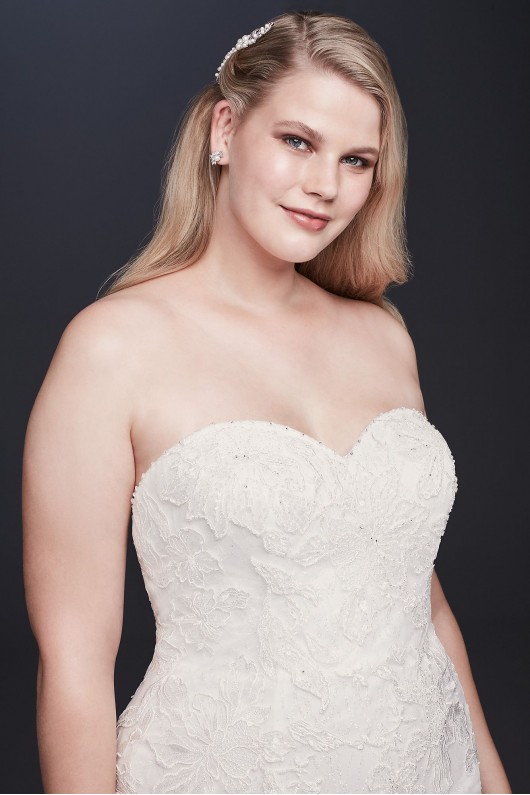 Beaded Lace Plus Size Tulle Mermaid Wedding Dress  9SWG810