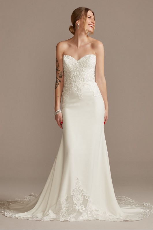 Beaded Lace Tall Wedding Dress with Back Strap  4XLLBSV830
