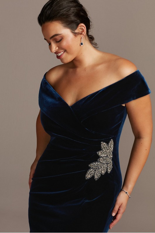 Beaded Off-the-Shoulder Velvet Plus Size Gown Alex Evenings 84917701