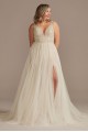 Beaded Plunge Illusion Bodysuit Tall Wedding Dress  4XLMBSWG837