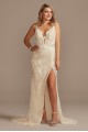 Beaded Plunge Petite Wedding Dress with High Slit  7MBSWG887