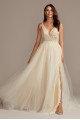 Beaded Plunging-V Illusion Petite Wedding Dress  7SWG837