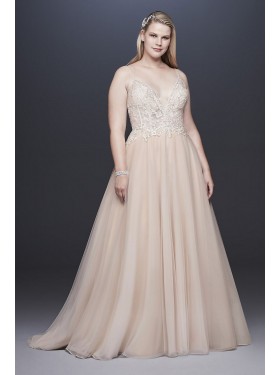 Beaded Sheer Organza Plus Size Wedding Dress  4XL9SWG784