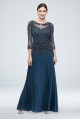 Beaded and Sequined Long Mesh Dress Pisarro Nights D2321