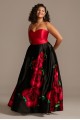 Blooming Rose Strapless Satin Plus Size Ball Gown Blondie Nites 1963BNW