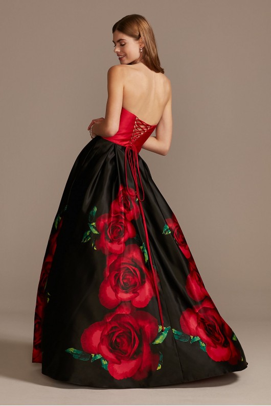 Blooming Rose Sweetheart Strapless Satin Ball Gown Blondie Nites 1963BN