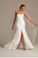 Button Front Strapless Stretch Crepe Wedding Dress  Collection WG3992