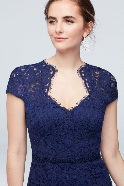 Cap Sleeve Lace Mermaid Gown with Notch Neckline JS Collections 866379