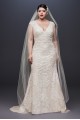 Cap Sleeve Plunging V-Neck Plus Size Wedding Dress  8CWG807