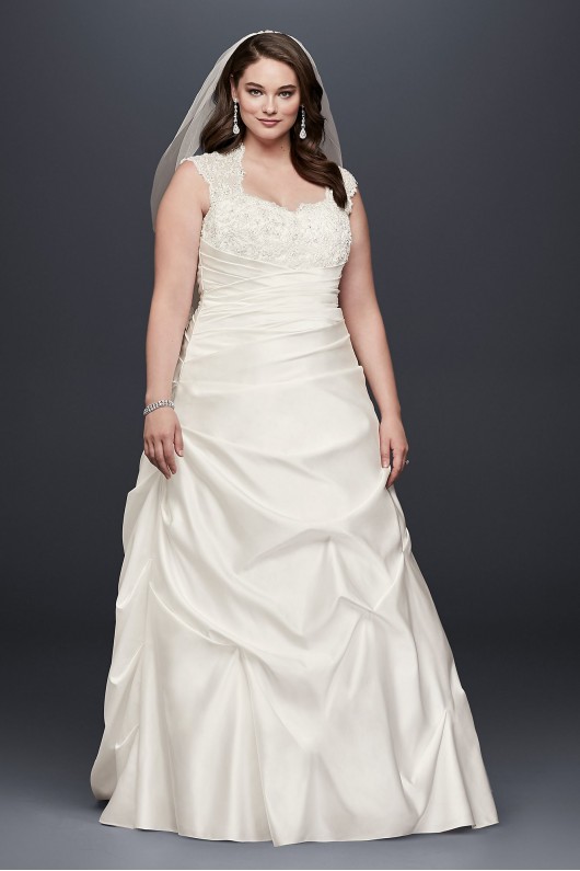 Cap Sleeve Satin A-line Plus Size Wedding Dress  Collection 9T3090