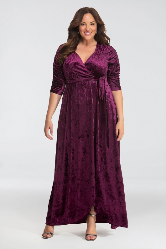 Cara Velvet Plus Size Wrap Dress Kiyonna 13183002