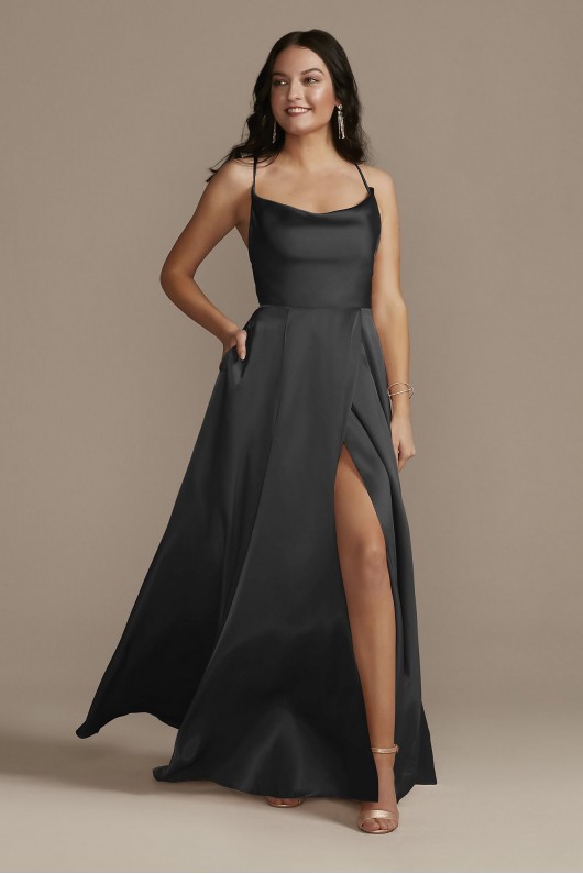 Charmeuse Cowl Bridesmaid Dress with Lace-Up Back  GS290035
