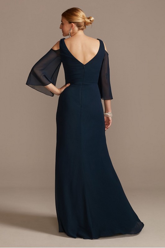 Chiffon A-Line Gown with Cold Shoulder Beading  WBM2128