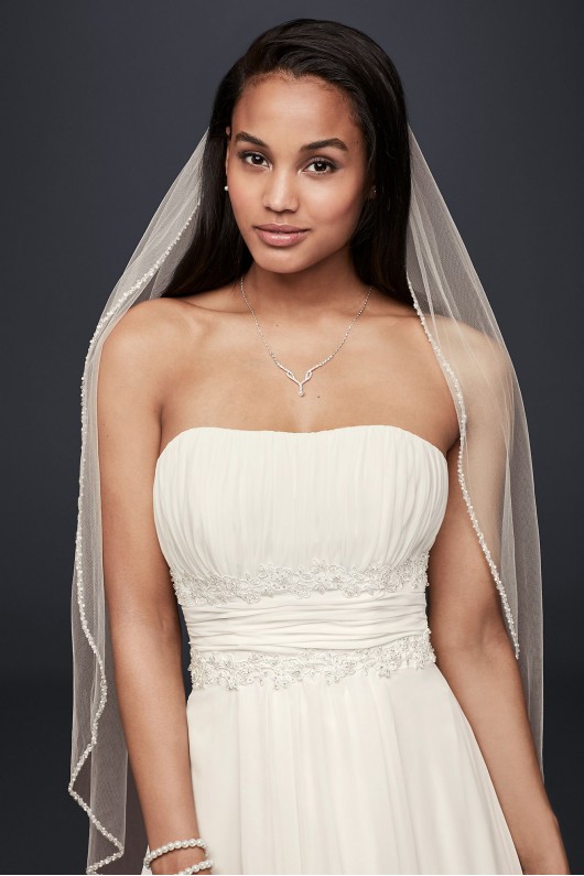 Chiffon Beaded Empire Waist Petite Wedding Dress  Collection 7V9743