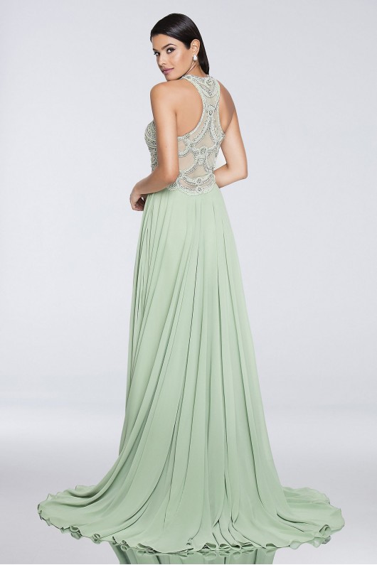 Chiffon Keyhole Halter Dress with Beaded Bodice Terani Couture 1812P5393