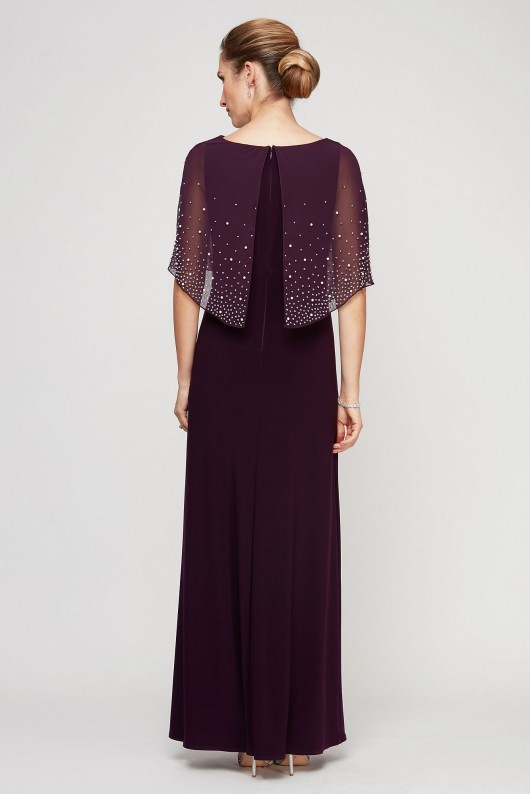 Chiffon Long Dress with Embellished Sheer Popover Alex Evenings 81351534