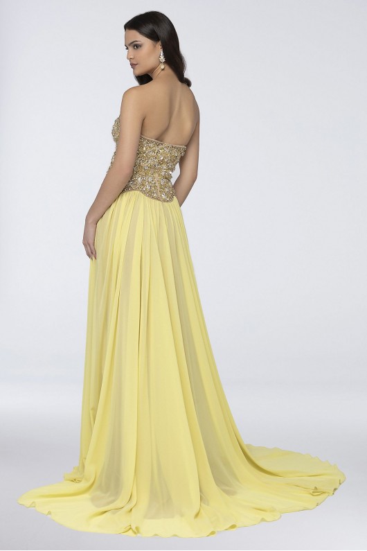 Chiffon Strapless Dress with Sequins and Beading Terani Couture 1912P8239