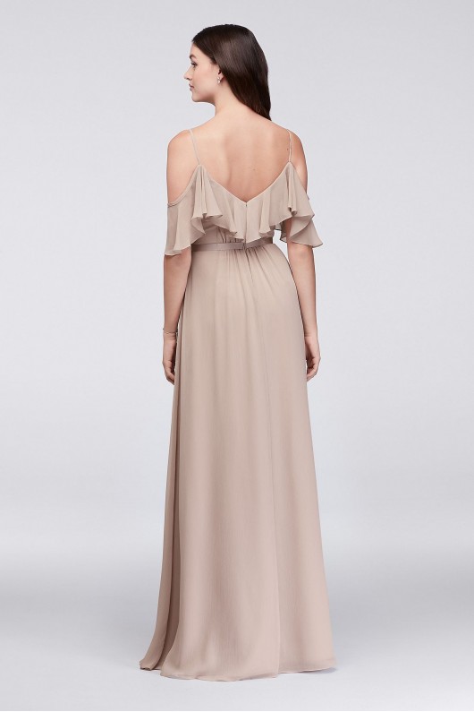 Cold-Shoulder Crinkle Chiffon Bridesmaid Dress  F19508