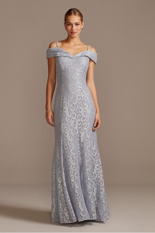 Cold-Shoulder Glitter Lace Mermaid Dress  2047