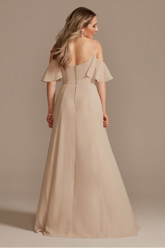 Cold-Shoulder Long Chiffon Bridesmaid Dress F20365