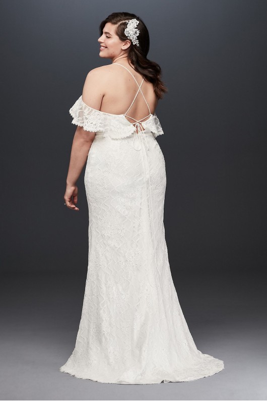 Cold Shoulder Ruffled Sleeve Wedding Dress Galina 4XL9WG3954