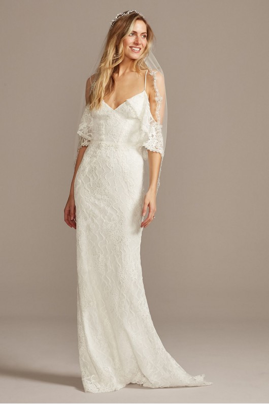 Cold Shoulder Wedding Dress with Ruffled Sleeves Galina WG3954