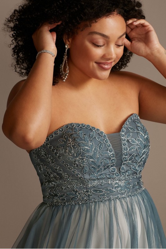 Corded Lace Embellished Bodice Plus Size Gown Blondie Nites 2122BNW
