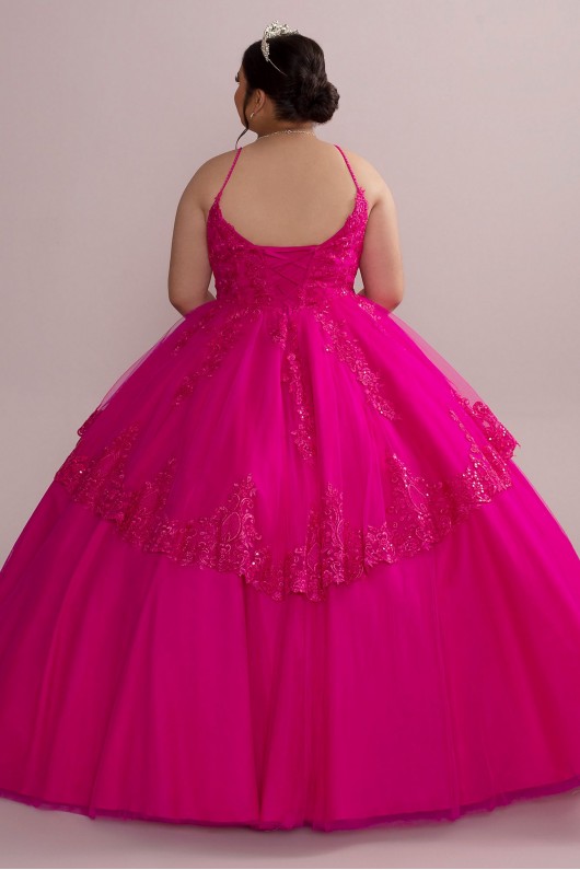 Corded Lace Plus Size Quince Ball Gown with Bolero Fifteen Roses 8FR2112