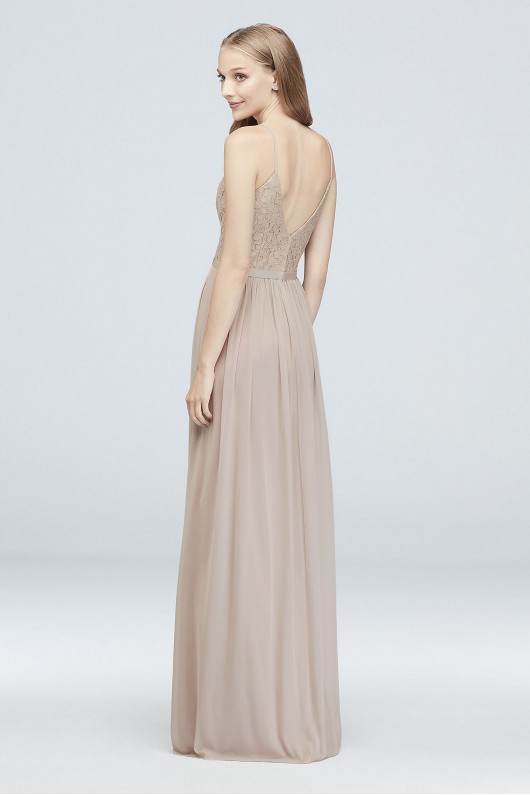 Corded Lace and Mesh Long Bridesmaid Dress  F19954