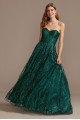 Corset Bodice Strapless Gown with Glitter Overlay Blondie Nites 2294BN