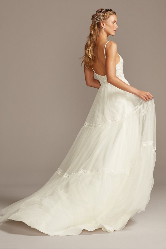 Corset Bodice Tiered Chiffon A-Line Wedding Dress Melissa Sweet MS251209