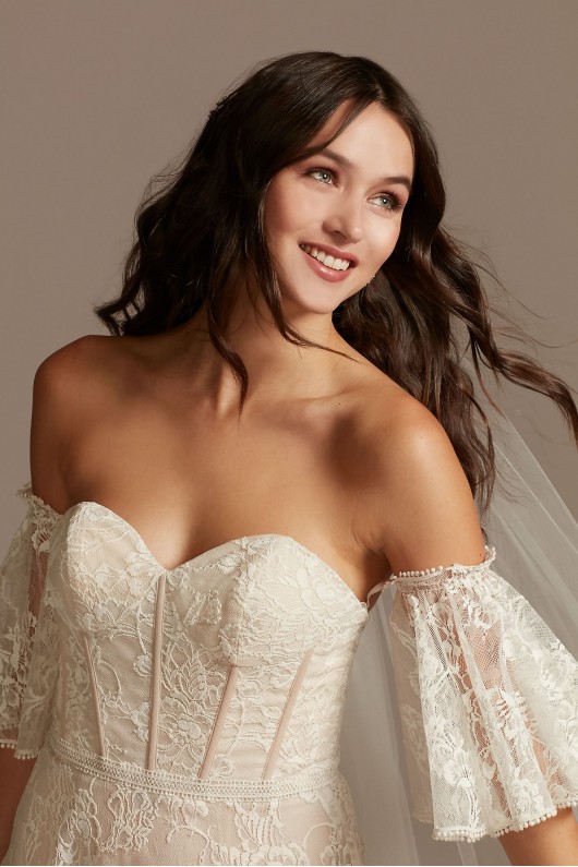 Corset Lace Wedding Dress with Removable Sleeves Melissa Sweet MS161231