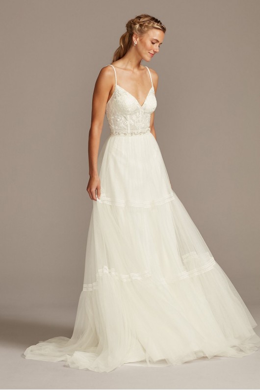 Corset Tiered Chiffon A-Line Petite Wedding Dress Melissa Sweet 7MS251209