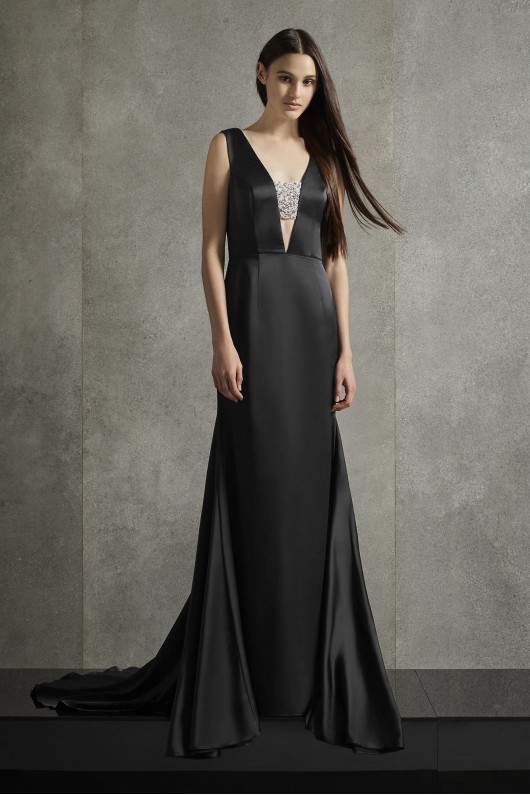 Crepe-Back Satin Gown with Encrusted Bandeau VW351465