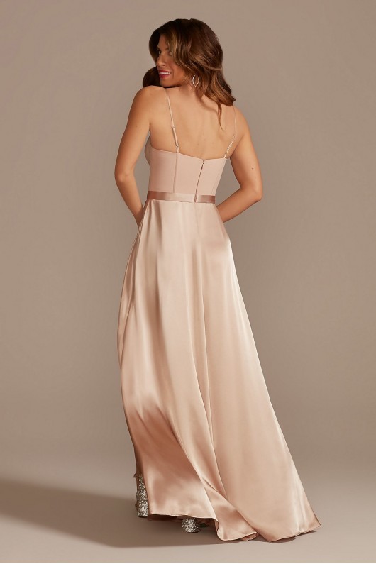 Crepe Corset Bridesmaid Dress with Charmeuse Skirt  GS290039