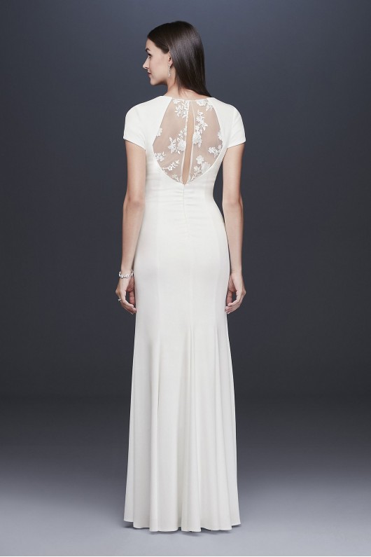 Crepe Sheath Gown with Embroidered Illusion Slit DB Studio DS870092