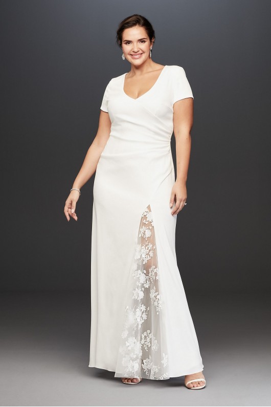 Crepe Sheath Plus Size Gown with Embroidered Slit DB Studio 9DS870092