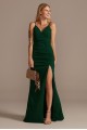 Crepe Spaghetti Strap Gown with Ruching Emerald Sundae ABF3405600
