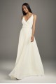 Crepe Wrap Gown with Jeweled Crisscross Low Back VW351495