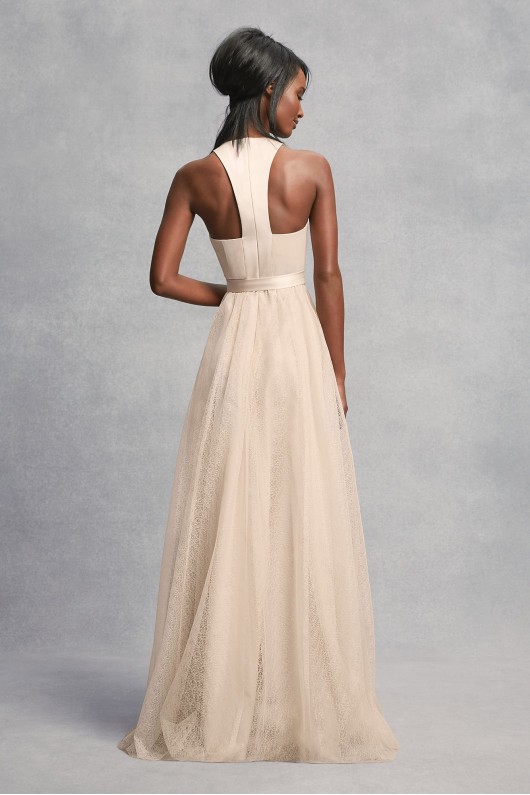 Crepe and Tulle T-Back Bridesmaid Dress VW360426