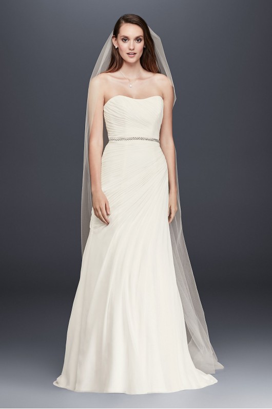 Crinkle Chiffon Wedding Dress with Draping  Collection V3540