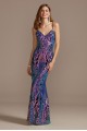 Crosshatch Flip Sequin Damask V-Neck Gown City Triangles 8371DQ1A