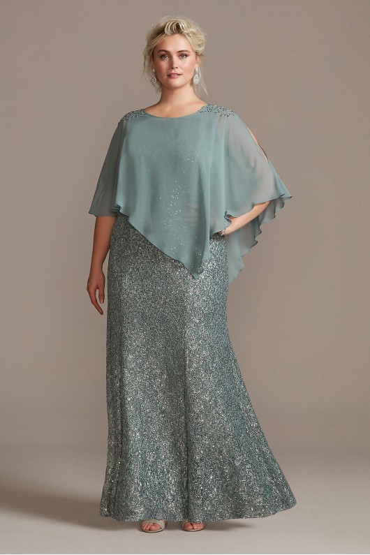 Crystal Cold-Shoulder Capelet Plus Size Dress Set Ignite 7419348