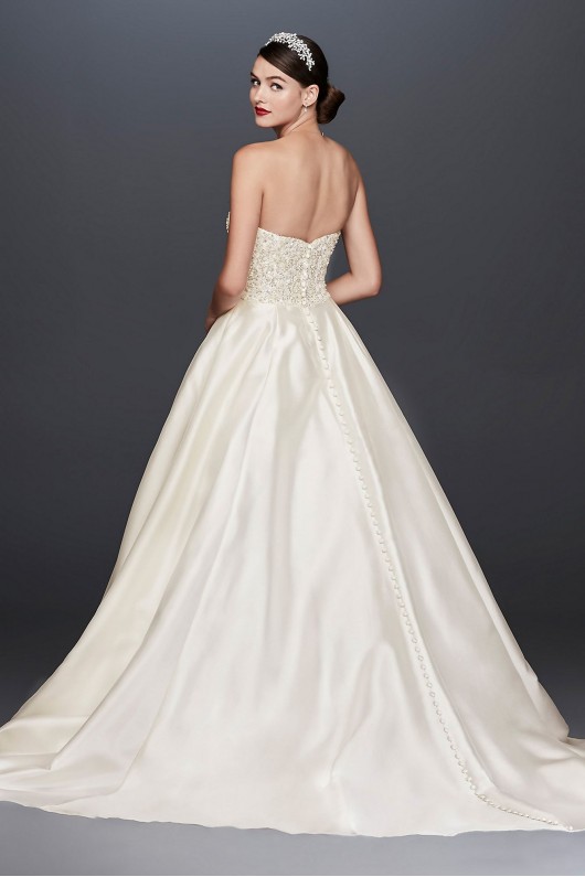 Crystal Encrusted Mikado Ball Gown Wedding Dress  CWG791