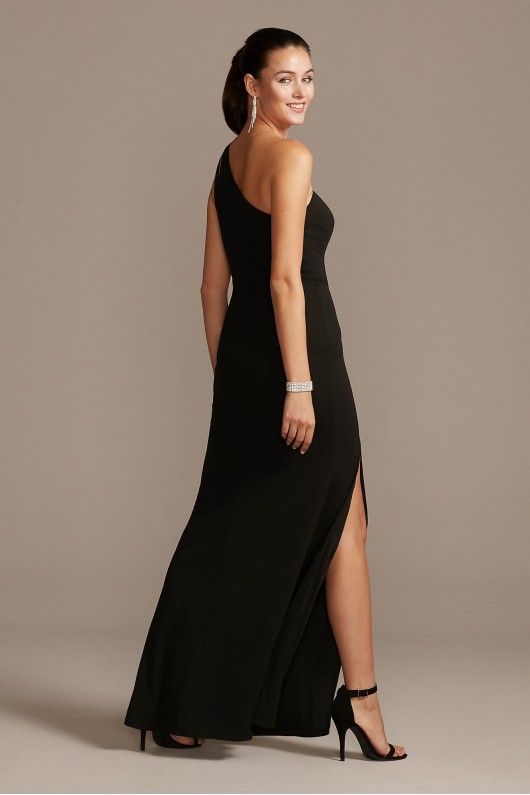 Cutout One-Shoulder Crepe Gown with Skirt Slit  WBM2061