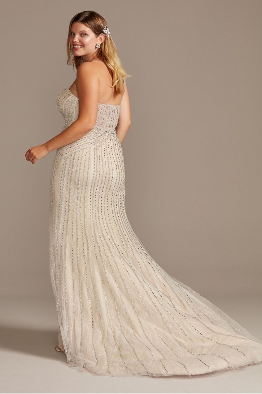 Deco Beaded Plus Size Lace Sheath Wedding Dress  9SWG829