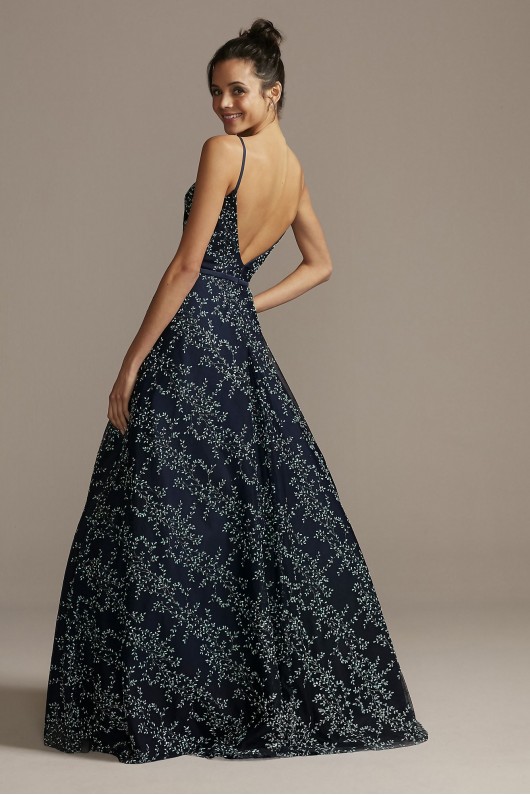 Deep-V Back Ball Gown with Embellished Leaves Glamour by Terani 1912P8564
