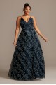 Deep-V Back Plus Size Gown with Embellished Leaves Glamour by Terani 1912P8564W