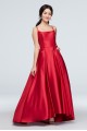 Double Skinny Strap Satin Ball Gown with Pockets Blondie Nites 1620BN