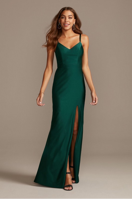 Double Strap Slip Dress with Lacy Back and Slit City Triangles 7881BG2B